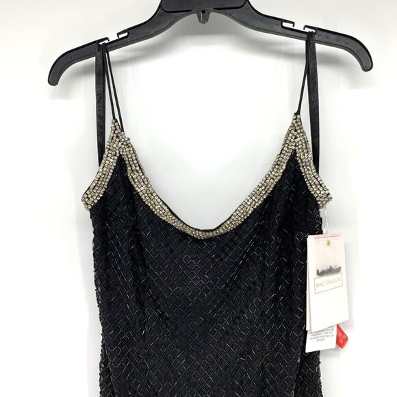 Mac Duggal Dress Black 93551 Beaded Spaghetti Strap Column Gown NWT - Picture 8 of 16